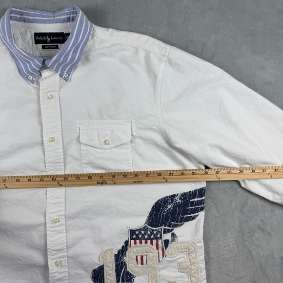 RARE Vtg Ralph Lauren Winged Foot 1932 LA Embroidered Button Down Shirt Mens XXL - Picture 6 of 15